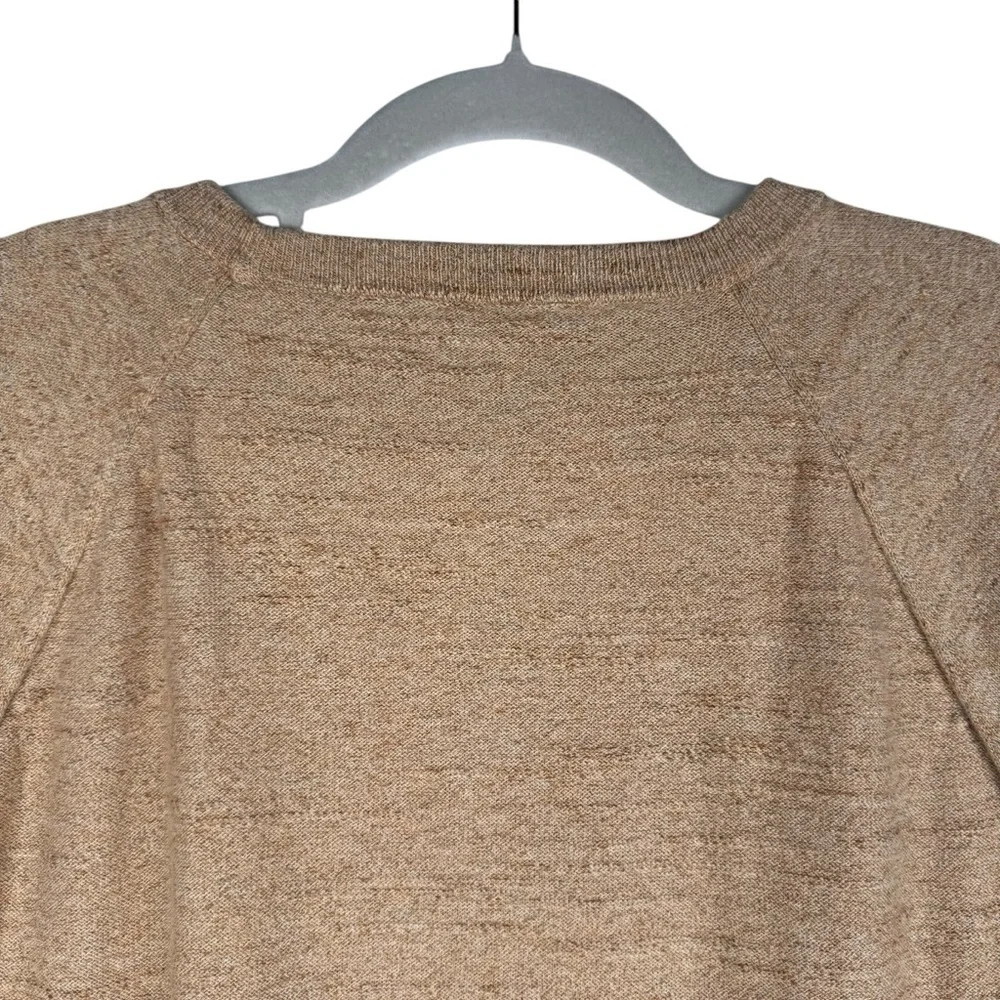 J. Crew Mens Raglan Budded Pullover Sweater Crew Neck 100% Cotton Tan Size Large